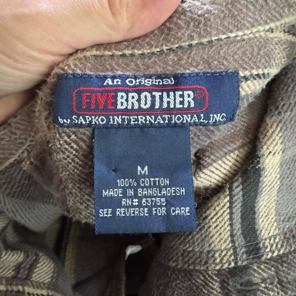 Vintage 70s Five Brother Brown Cotton Flannel Shirt 1970s True Vintage - Picture 8 of 9